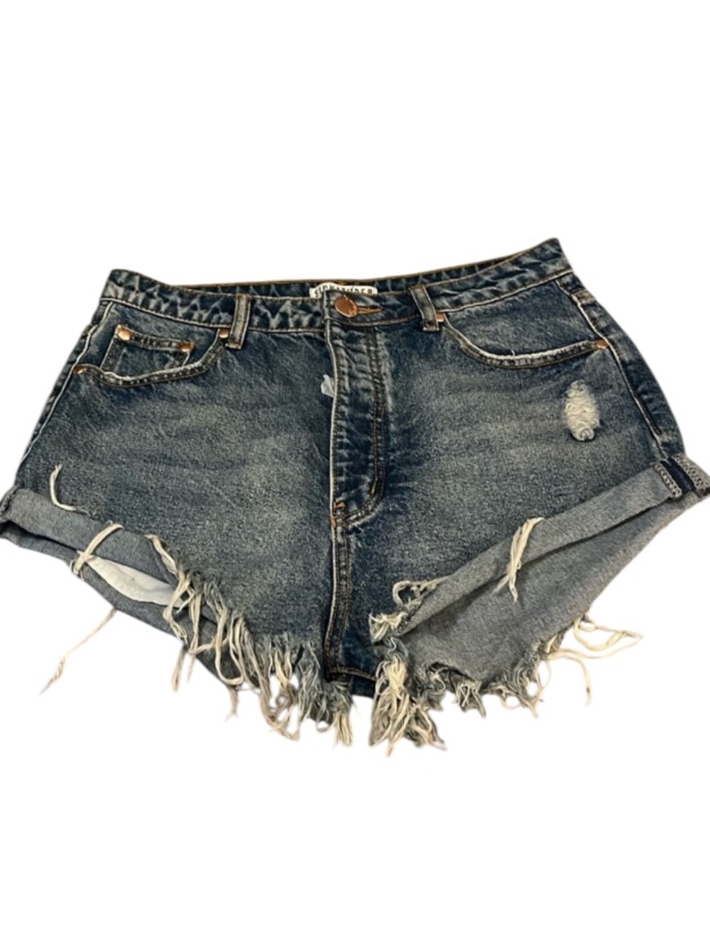 NEW Signature8 Blue Denim Cutoff Unisex Daisy Duke Shorts Jorts NWT Sz L